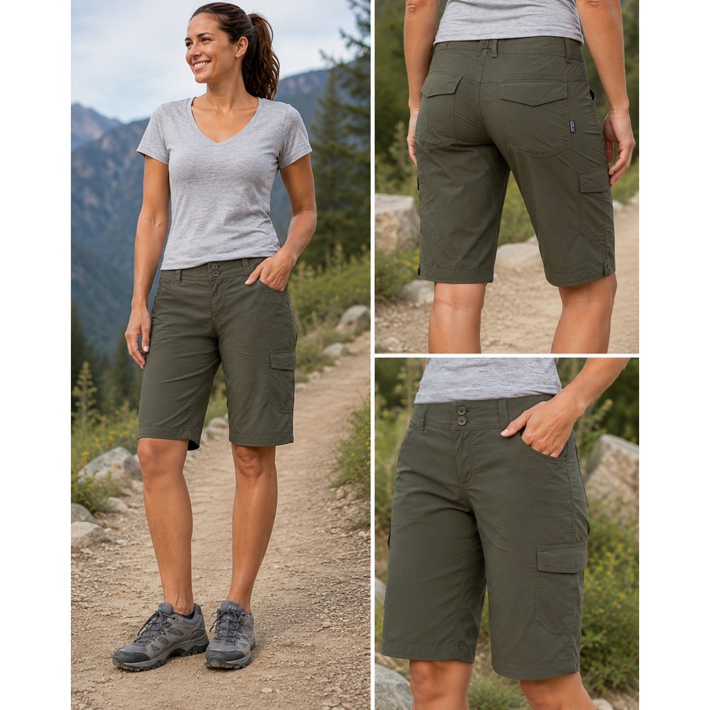 Patagonia Quandary Cargo Shorts Womens 8 Olive‎ Green Hiking Outdoor 57246 SP12